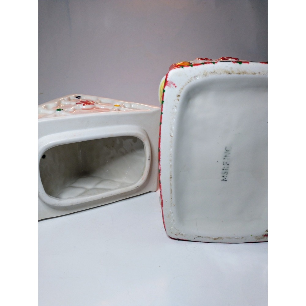 Vintage Christmas Gingerbread House Ceramic Cookie Jar Hand Painted Kitsch Retro - Picture 9 of 9